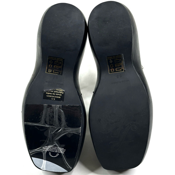 Free People Brooklyn Ankle Strap Black Leather Platform Sandals Womens 6.5 New - Picture 9 of 9